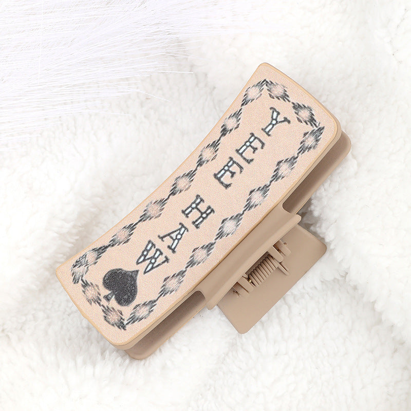 Wholesale Western Denim Style Cactus English Letters Leather Women's Hairpin Grab Clip Shark Clip